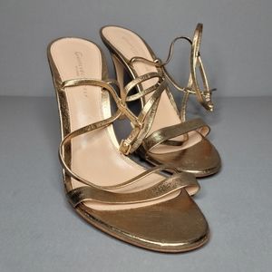 GIANVITO ROSSI Carlyle Gold Strappy Heels